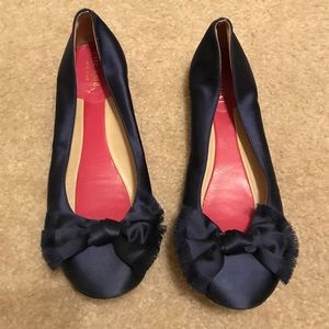 Kate spade navy blue flats with a bow